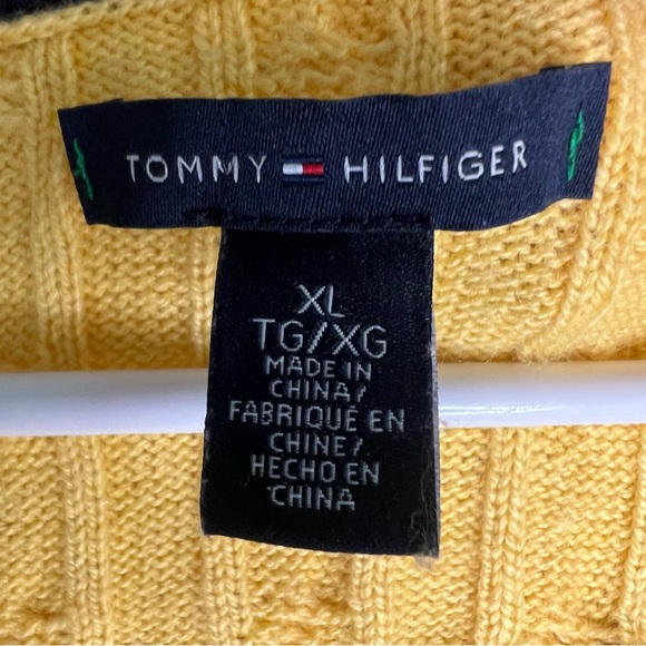 Tommy Hilfiger Womens Wool Alpaca Blend Sweater Fisherman Yellow Sz XL Academia - Picture 4 of 10